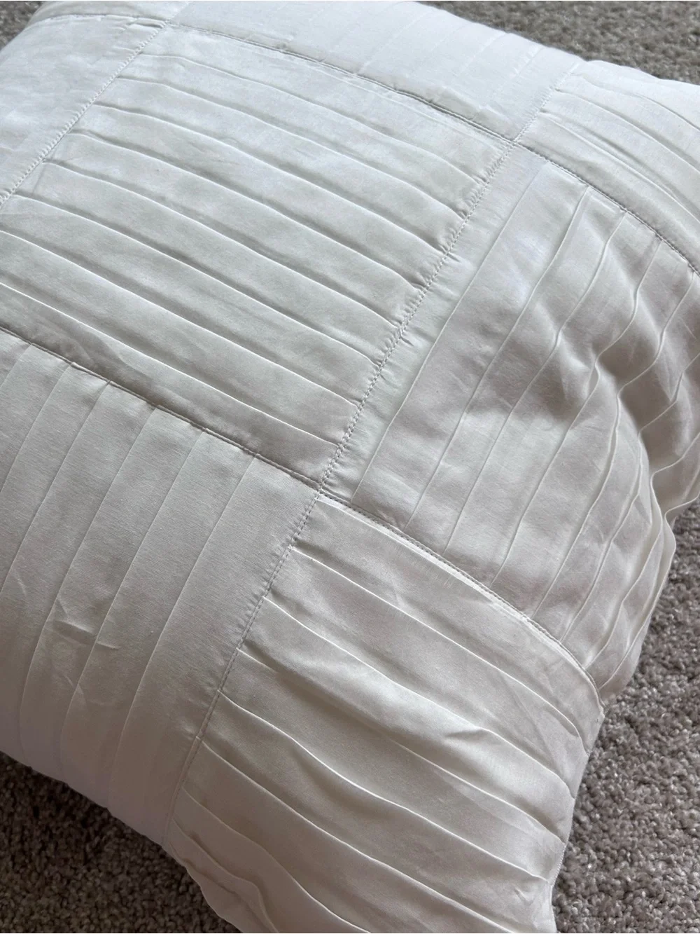 Pottery Barn 20x20 Pleated Geo Cotton Pillow Cover Cream White Neutral Square